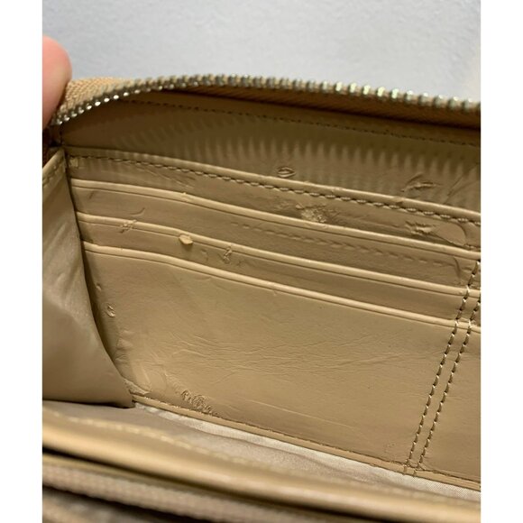 Coach Crossgrain Leather Zip Around Wallet Front Pocket Gold - Picture 8 of 12